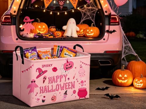Sanjiaofeng Rectangular Pink Halloween Ghost Storage Basket, Waterproof - Image 3