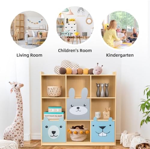 OOOK 9-Cube Storage Organizer, Wooden Storage Cabinet Display Shelf Large - Image 5