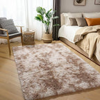 Amdrebio Beige Tan Furry Area Rug 4x6 - Image 3