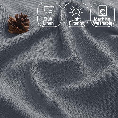 Chyhomenyc Dark Grey Valance for Windows, Light Filtering Faux Linen Solid - Image 3