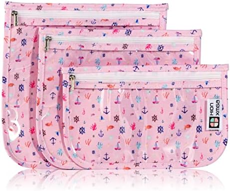 HIONXMGA Set of 3 Clear Travel Toiletry Bag, TSA Approved, Quart Size S/M/L by HIONXMGA