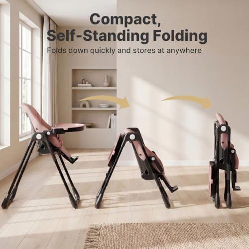 3 in 1 Portable High Chairs for Babies and Toddlers, Blush Pink - Image 5
