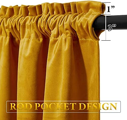 StangH Warm Gold Autumn Tassel Velvet Valance Curtains 52x18 Inch, 2 Panels - Image 3