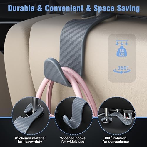 4-Pack Car Headrest Hooks Holds 55lbs Seat Storage Organizer - Image 5