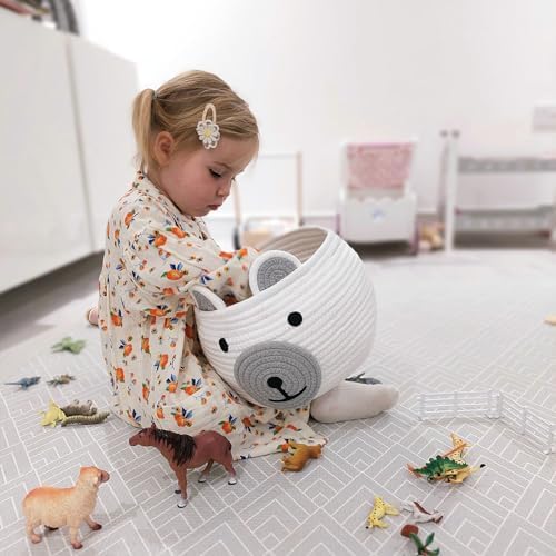 CherryNow Baby Basket for Gifts Empty, Cute Bear Design, Light Grey - Image 5