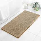 Chenille Bathroom Rug 26"x44" Beige, Non-Slip Plush Bath Mat by Kildoss