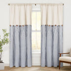 ASPMIZ Cotton Linen Farmhouse Curtains Boho Rustic Button Drapes, Linen Window by ASPMIZ