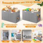 Large Toy Storage Box with Lid & Dividers, Collapsible Kids Toy Chest - Image 6