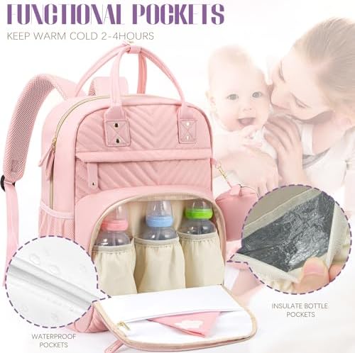Tuwubi Diaper Bag Backpack, Baby Essentials Travel Tote Bag - Image 3