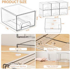 Yieach 6 Pack Small Stackable Storage Drawers, 4.4 Inch Tall Stacking Acrylic - Image 3