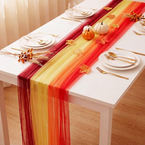 4 Pcs Fall Tulle Table Runners for Wedding Table Decor - Image 5