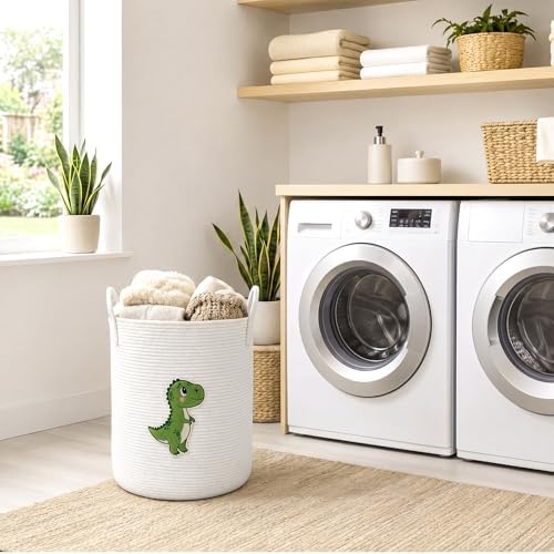 LemonRoad Dinosaur Laundry Hamper Large Cotton Rope Storage Basket - Image 4