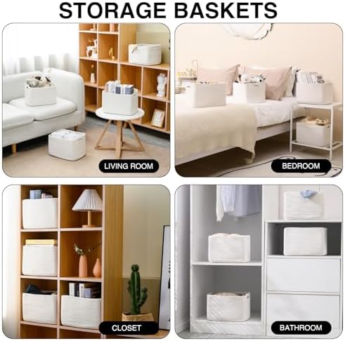 ICERZCZ Storage Baskets for Organizing 12.5"x9.1"x7.9" Off White - Image 4