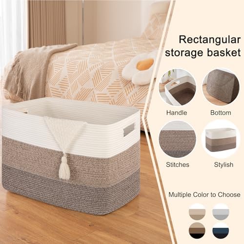 OIAHOMY 108L Extra Large Blanket Basket Dog Toy Basket radient Dark Brown - Image 3