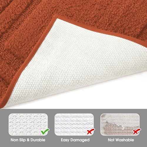 HOMEIDEAS Fall Bathroom Rugs Sets, 2 Piece Soft Bath Mat Burnt Orange - Image 5