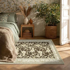 Brown Floral Rug for Bedroom Washable Rugs Non Slip Floor Covering 3x5 Ft - Image 2