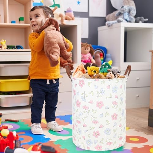 Flower Patter Laundry Hamper, Girls Laundry Basket, Waterproof foldable kid's - Image 4