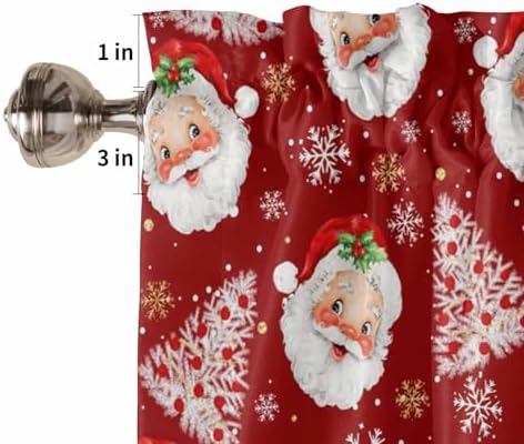 Red Christmas Kitchen Curtains and Valances Set, Santa Claus Merry Christmas - Image 7