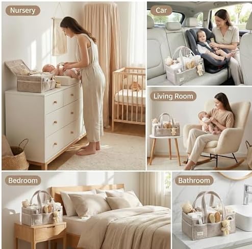 PeraBella Baby Diaper Caddy Organizer, XL Baby Basket Shower Gift Caddy - Image 4