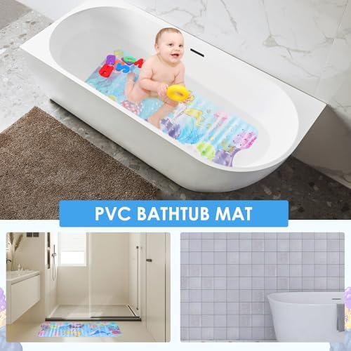 Baby Bath Mat for Tub Non Slip 40''x16'' Extra Long Bathtub Mat - Image 4