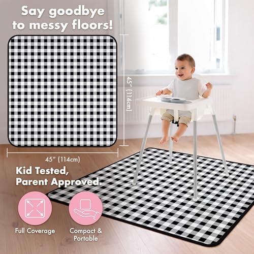 BapronBaby White Buffalo Plaid Waterproof Splash Mat Catch All Floor Cover - Image 4