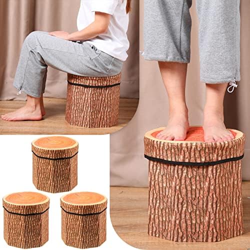 Amylove 3 Pack Tree Stump Stool Toy Storage Ottoman 12 Inch - Image 5