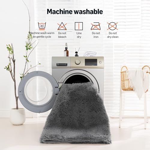 Amazon Basics Fluffy Washable Area Rug, Shaggy Carpet - Image 6