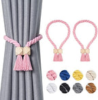 NICEEC 2 Pack Wooden Polyhedron Magnetic Curtain Tiebacks Boho Home Decor Drape by NICEEC