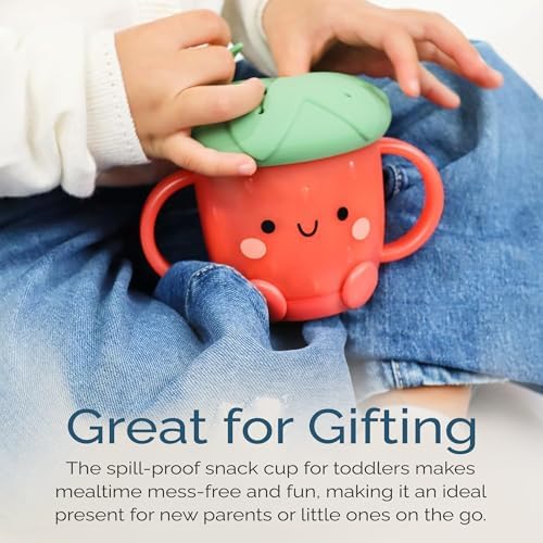 Itzy Ritzy Toddler Snack Cup, Spill-Proof w/Soft Silicone Lid, Strawberry - Image 6