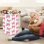 Bow laundry basket for girls, Nursery Hamper, Waterproof collapsible canvas - Image 4