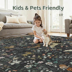 9x12 Area Rugs Boho Floral Washable Living Room Rug Neutral Carpet Bedroom - Image 5