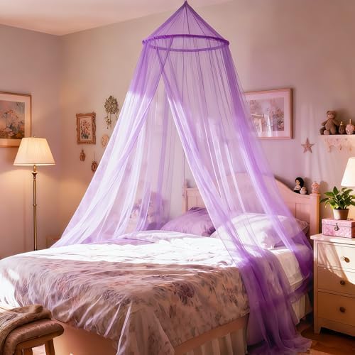 Purple Bed Canopy for Girls, Round Canopy from Ceiling by Unknown
