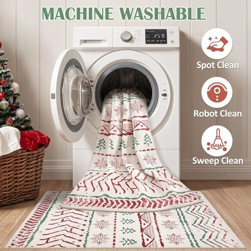 Nakagishi 3x5 Christmas Area Rug: Washable Boho Neutral Modern Soft Stain - Image 2