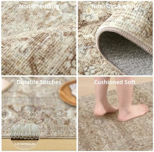 3x5 Washable Area Rugs for Bedroom: Entryway Rug Non Slip Soft Boho Carpet - Image 3