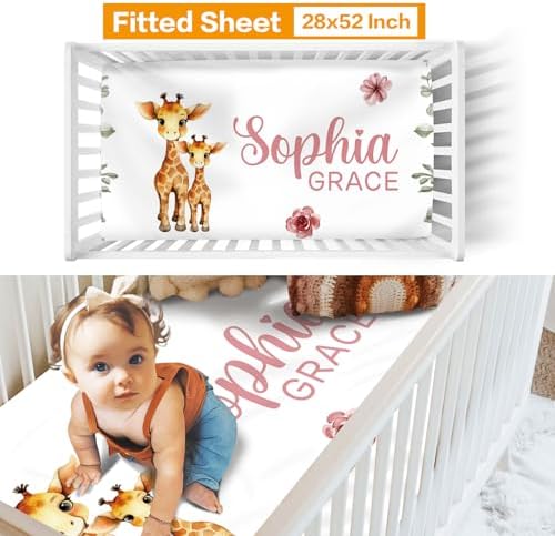 Custom Crib Bedding Set for Girls Boys Gifts Giraffe Design Color08 - Image 3