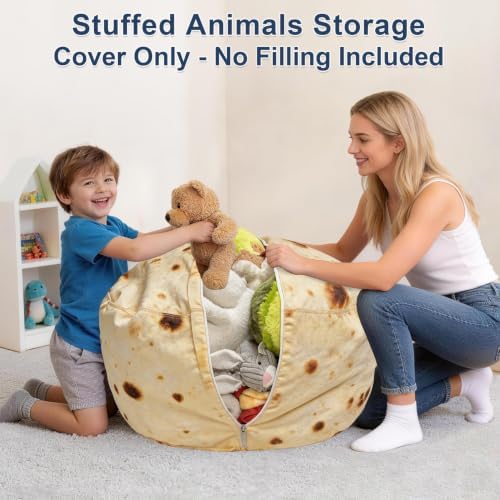 Lukeight Burrito Stuffed Animal Storage Bean Bag Chair Cover - Image 4