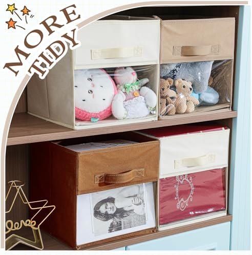Marsui 12 Pcs Clear Cube Storage Bins Collapsible Fabric - Image 5