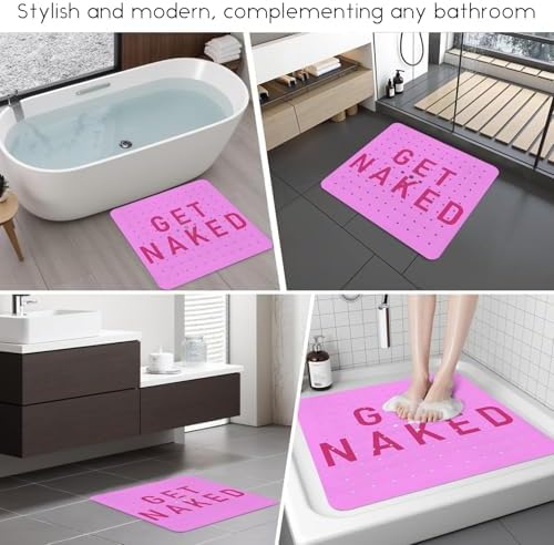 Bathtub Mat Non Slip, Get Naked Square Bath tub Mat Shower Floor Mat - Image 6