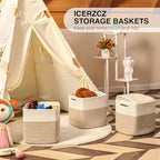 ICERZCZ 13 Inch Cube Closet Storage Bins, Woven Cotton Rope Organizer Baskets - Image 6