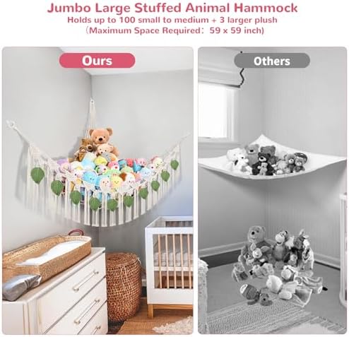 82.7x59x59 Inch Jumbo Stuffed Animal Storage Hammock Corner Toy Net - Image 4
