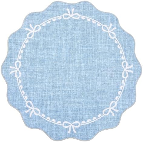 GarveeHome 5ft Round Rugs Washable Scalloped Bow Rug - Image 4