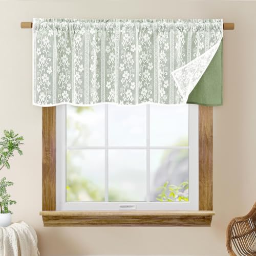 ASPMIZ Linen Valances for Windows Double Layer Valance Curtains, Sage Green - Image 7