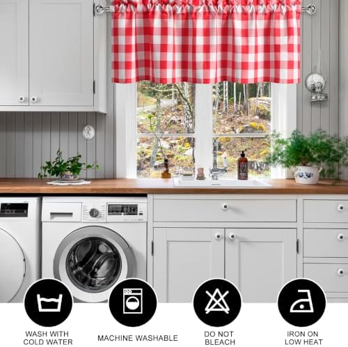 Hiasan Buffalo Plaid Curtains Valances, 52W x 18L, 1 Panel - Image 6
