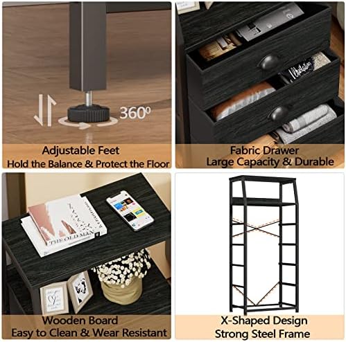 Furnulem Black Dresser for Bedroom, Fabric Dorm Tall Nightstand - Image 5