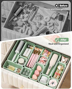 Canfanni 13 Pack Plastic Drawer Organizers Set, 3 Sizes Desk Drawer Organizer - Image 4