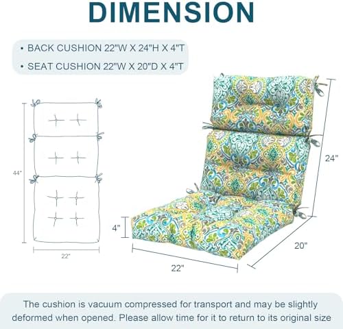 DYTXIII Outdoor High Back Chair Cushions Set of 2, Water Repellent Tufted - Image 3