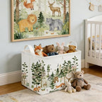 Rectangular Woodland Animal Basket Storage Basket, Bear Fox Gift Box Bin Shelf - Image 3