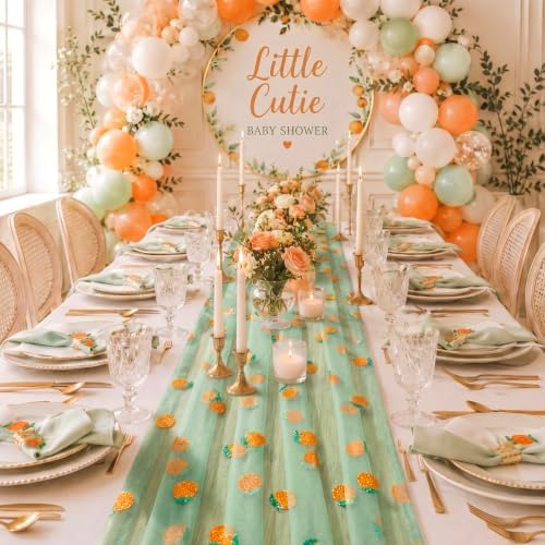 4 Pcs Green Orange Citrus Glitter Tulle Table Runner 29x70 - Image 6
