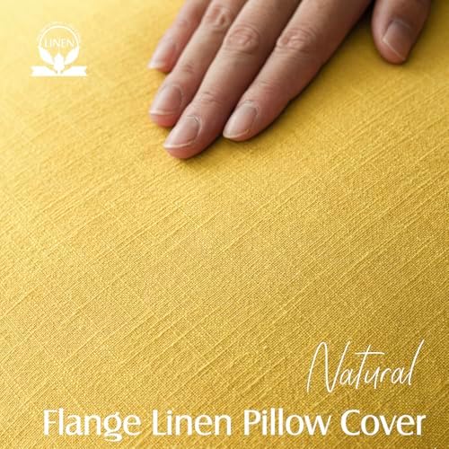 Foindtower Decorative Linen Lumbar Throw Pillow Covers 12x20 Ginger Yellow - Image 2