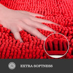 Yeaban Chenille Red Bathroom Rug 30"x50", Non-Slip Rubber Backing - Image 2